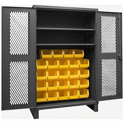 DURHAM MFG HDCV4824B2S95 K4954 Bin Cabinet 78 x48 x24 Grey 24YellowBns