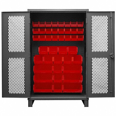 DURHAM MFG HDCV4842B1795 K4946 Bin Cabinet 78 x48 x24 Grey 42RedBns