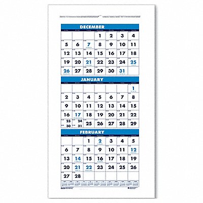 HOUSE OF DOOLITTLE HOD3646 Three-Month Format Wall Calendar 8x17 In