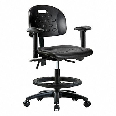 GRAINGER BRHPMBCHRGT0A1BFRCBLK Poly Chair Med AA FR Castors Black