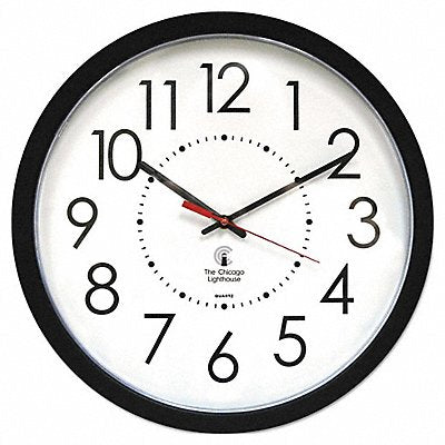GRAINGER 67801103 Electric Wall Clock Black