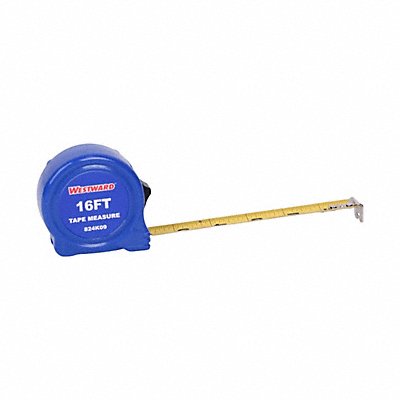 WESTWARD 824K09 Tape Measure Steel Blade 16 ft