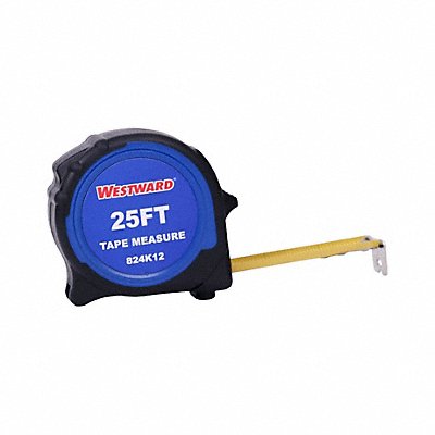 WESTWARD 824K12 Tape Measure Steel Blade 25 ft