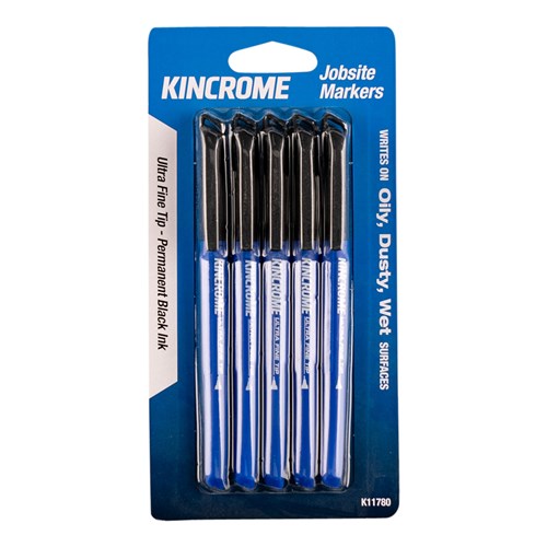 Kincrome K11780 Permanent Marker Ultra Fine Tip 5 Pack Black