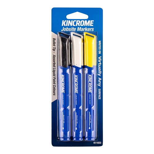 Kincrome K11833 Paint Marker Bullet Tip 3 Piece Assorted Colours