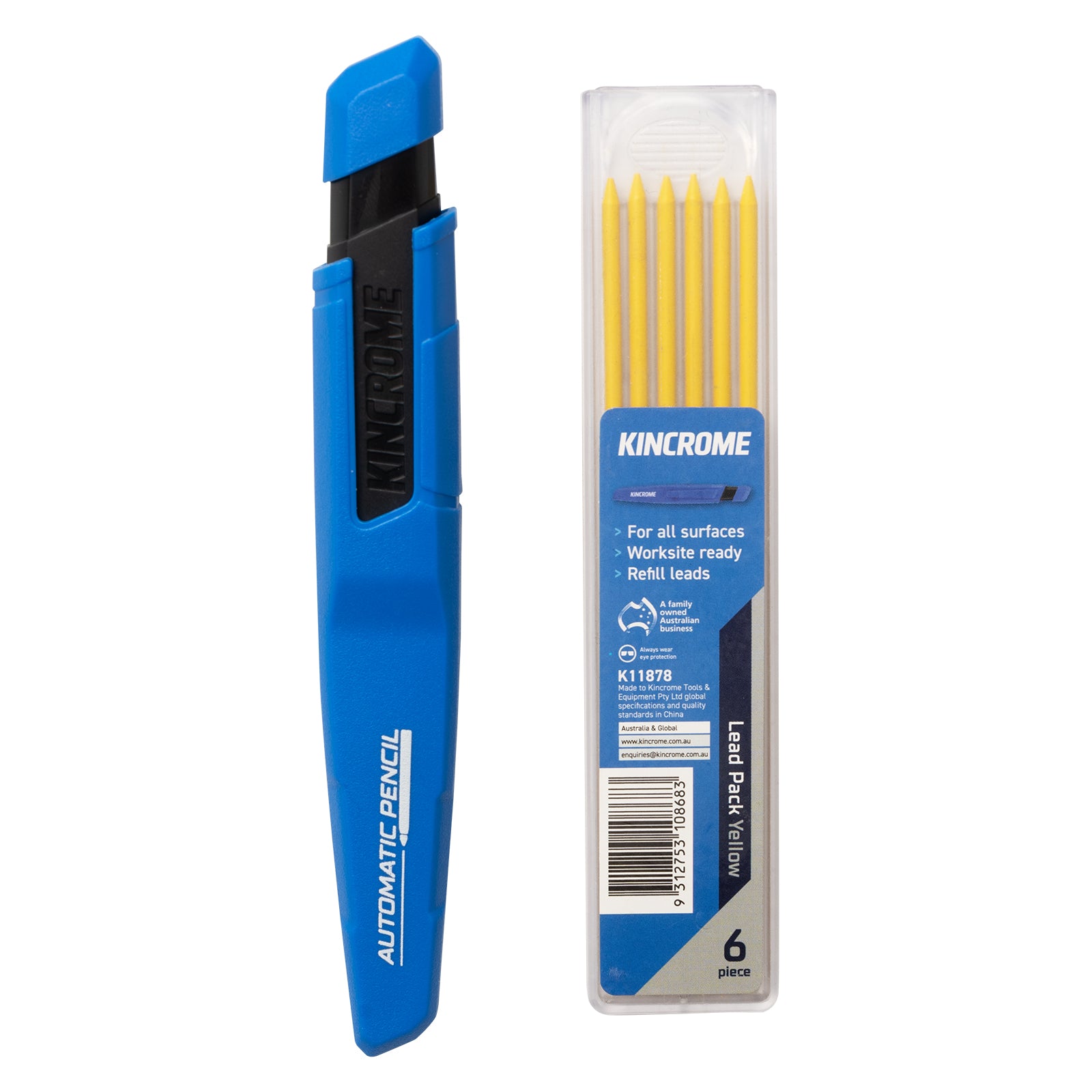 Kincrome K11872 Automatic Mechanical Pencil and Yellow Refill Pack