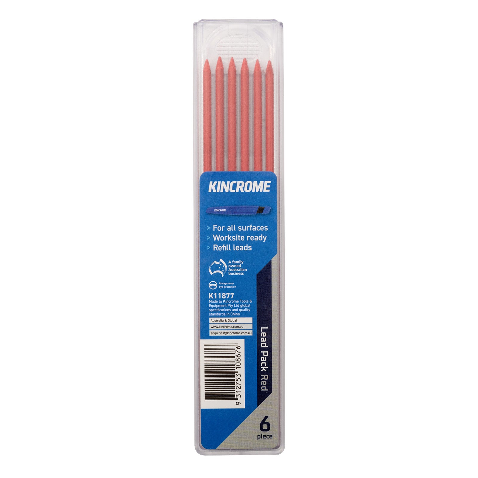 Kincrome K11877 Red Lead Refill Pack 6 Piece