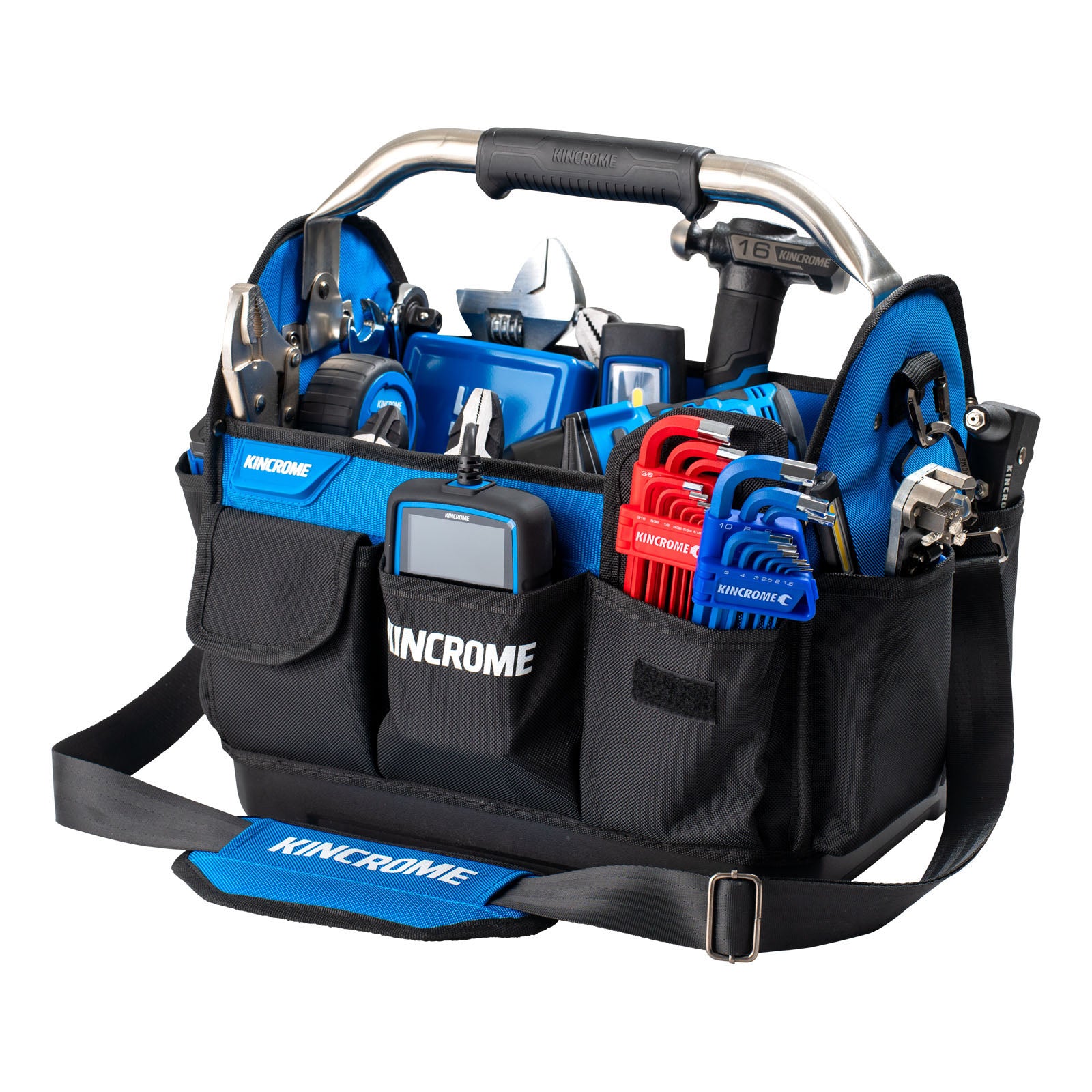Kincrome K13521 380mm Hard Base Open Tote Swivel Handle Bag