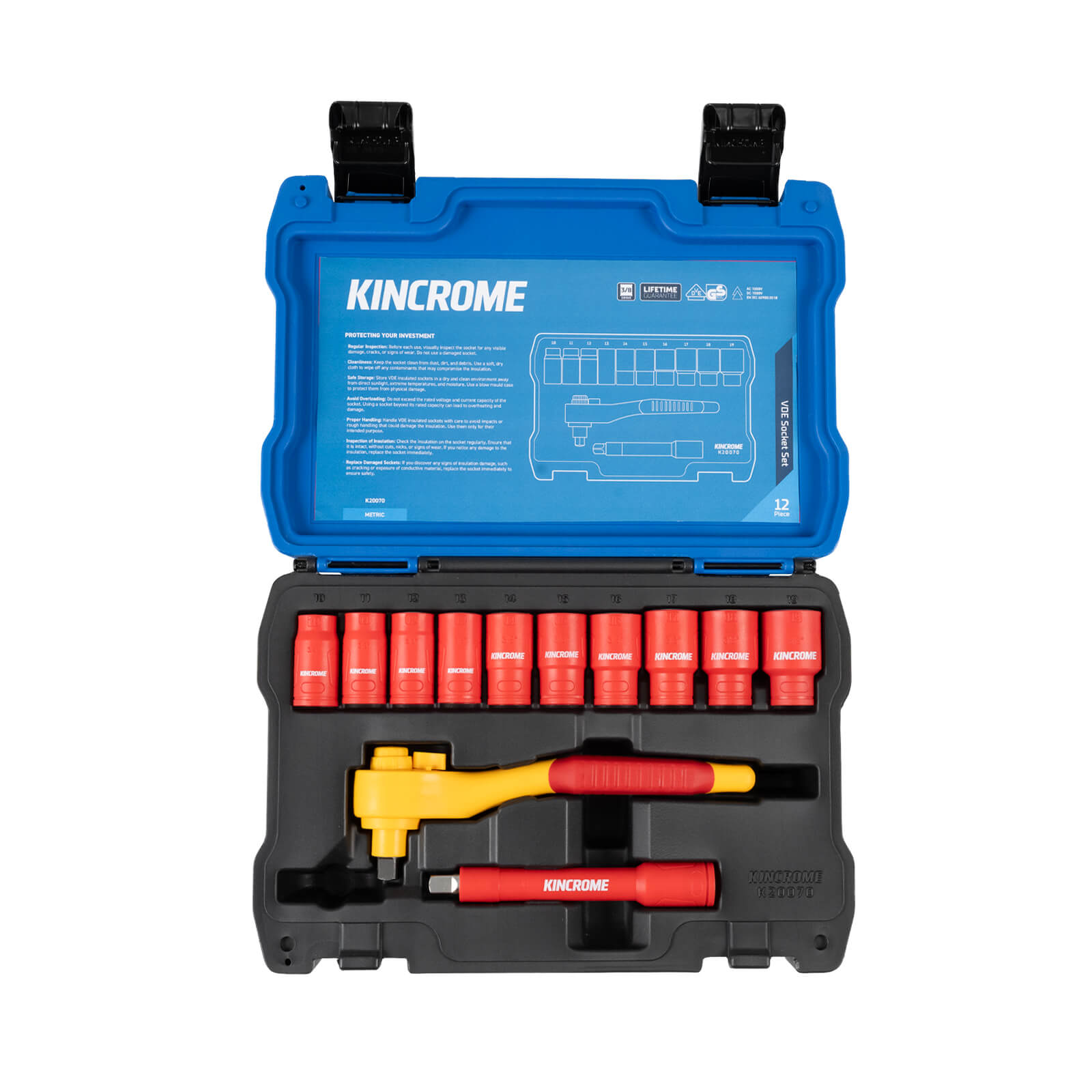 Kincrome K20070 VDE Socket Set 12 Piece 3/8 Drive - Metric - view 2