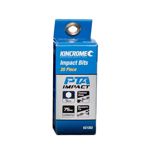 Kincrome K21352 Hex 5mm Impact Bit 75mm 20 Piece