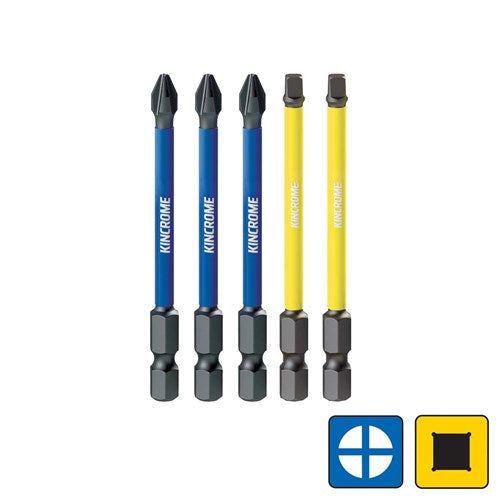 Kincrome K21519 Phillips & Square #2 Impact Bit Mixed Pack 75mm 5 Piece