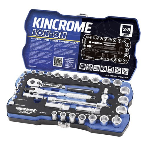 Kincrome K27012 LOK-ON Socket Set 33 Piece 3/8" Drive - Metric & Imperial