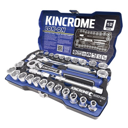 Kincrome K27024 LOK-ON Socket Set 29 Piece 1/2" Drive - Metric & Imperial