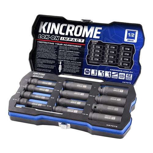 Kincrome K27073 LOK-ON Deep Impact Socket Set 12 Piece 1/2" Drive