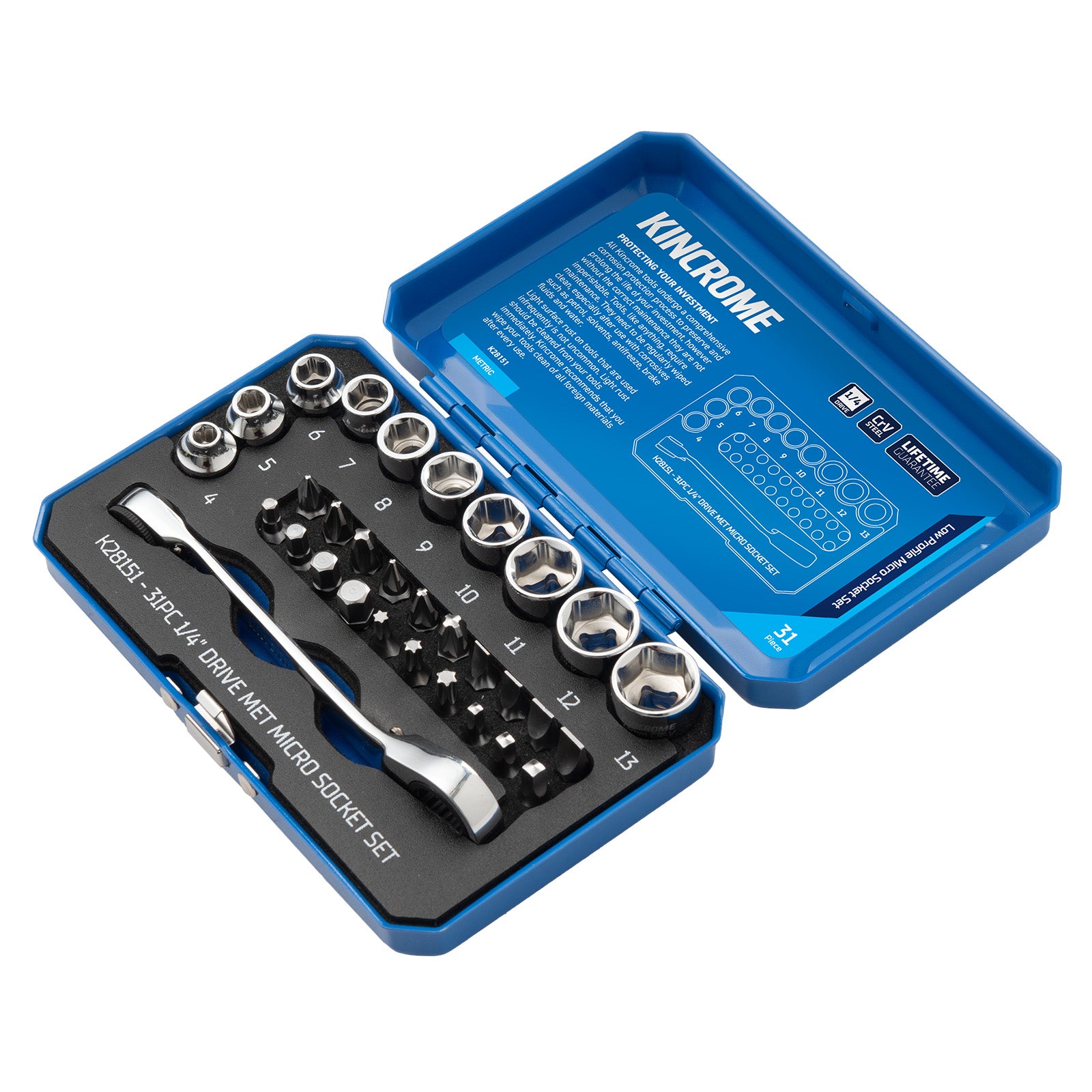 Kincrome K28151 Micro Socket Set 31 Piece 1/4" Drive Metric - view 3