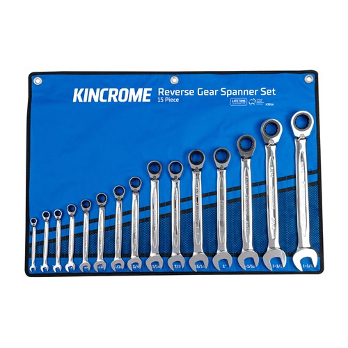 Kincrome K3016 Reversible Gear Spanner Set 15 Piece - Imperial