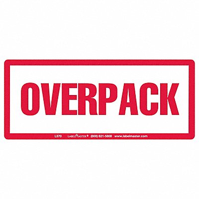 LABELMASTER L370 Over Pack Label 2-1/2 H 6 W PK500