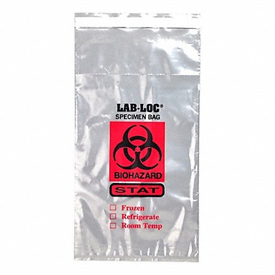 GRAINGER LABAC20610STAT Biohazard Bag 10 in L 6 in W CLR PK1000