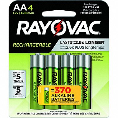 RAYOVAC LD7154 Rechargeable Battery AA 1.2VDC PK4