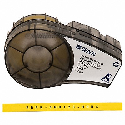 BRADY M21125C342YL Wire Marking Sleeves Black/Yellow