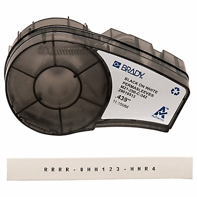 BRADY M21250C342 Label Cartridge Black/White 0.25 W 7ft.L