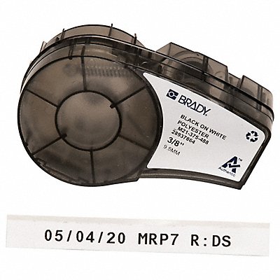 BRADY M21375488 Label Cartridge Black/White 3/8 in W