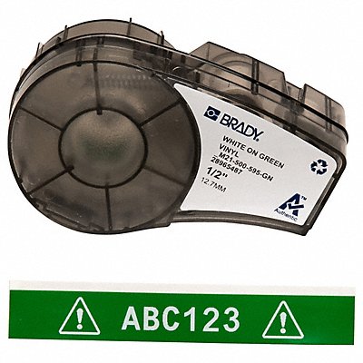 BRADY M21500595GN E7624 Label Cartridge White/Green 1/2 in W