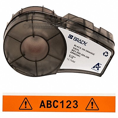BRADY M21500595OR E7624 Label Cartridge Black/Orange 1/2 in W