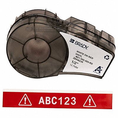 BRADY M21500595RD E7624 Label Cartridge White/Red 1/2 in W