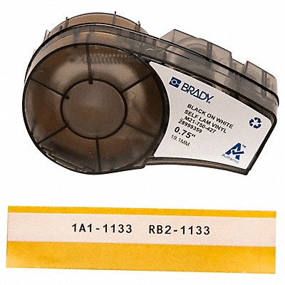 BRADY M21750427 Label Cartridge 3/4 W Black/White