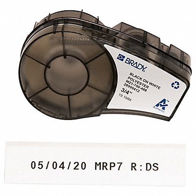 BRADY M21750488 Label Cartridge Black/White 3/4 in W