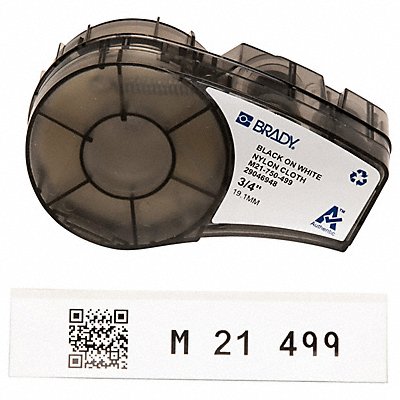 BRADY M21750499 Label Cartridge Black/White 3/4 in W