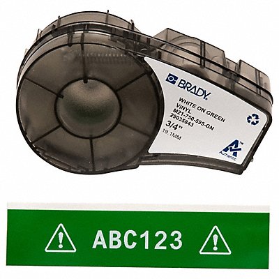 BRADY M21750595GN E7626 Label Cartridge White/Green 3/4 W