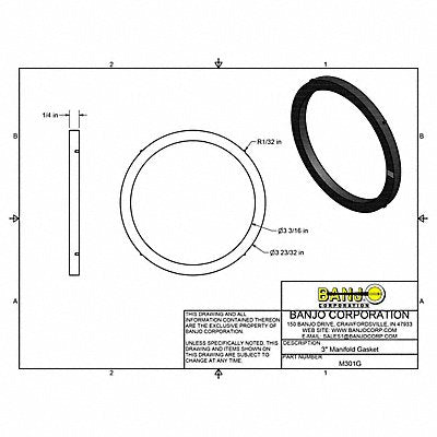 BANJO M301G Cam and Groove Fitting Gasket EPDM