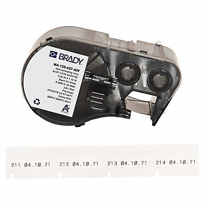 BRADY M4135427AW Precut Label Roll Cartridge Vinyl White