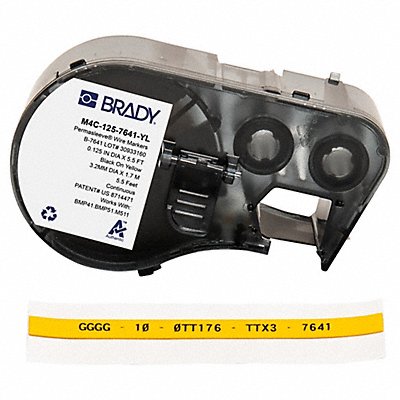 BRADY M4C1257641YL Precut Label Cartridge Matte 15/64 in H