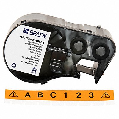 BRADY M4C500595ORBK Precut Label Roll Cartridge Orange Gloss