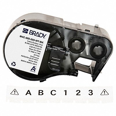 BRADY M4C500595WTBK Precut Label Roll Cartridge White Gloss