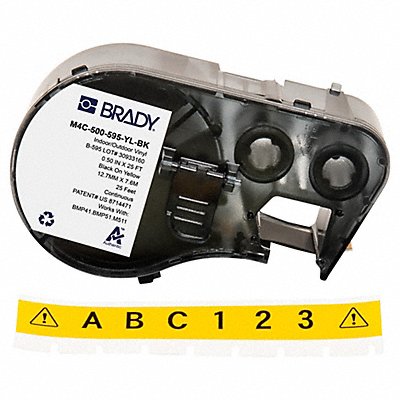 BRADY M4C500595YLBK Precut Label Roll Cartridge Yellow Gloss