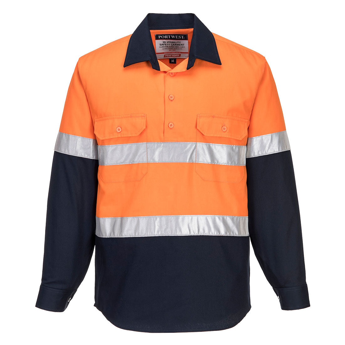 Portwest MC101 Hobart Hi-Vis Contrast 1/2 Button Shirt L/S