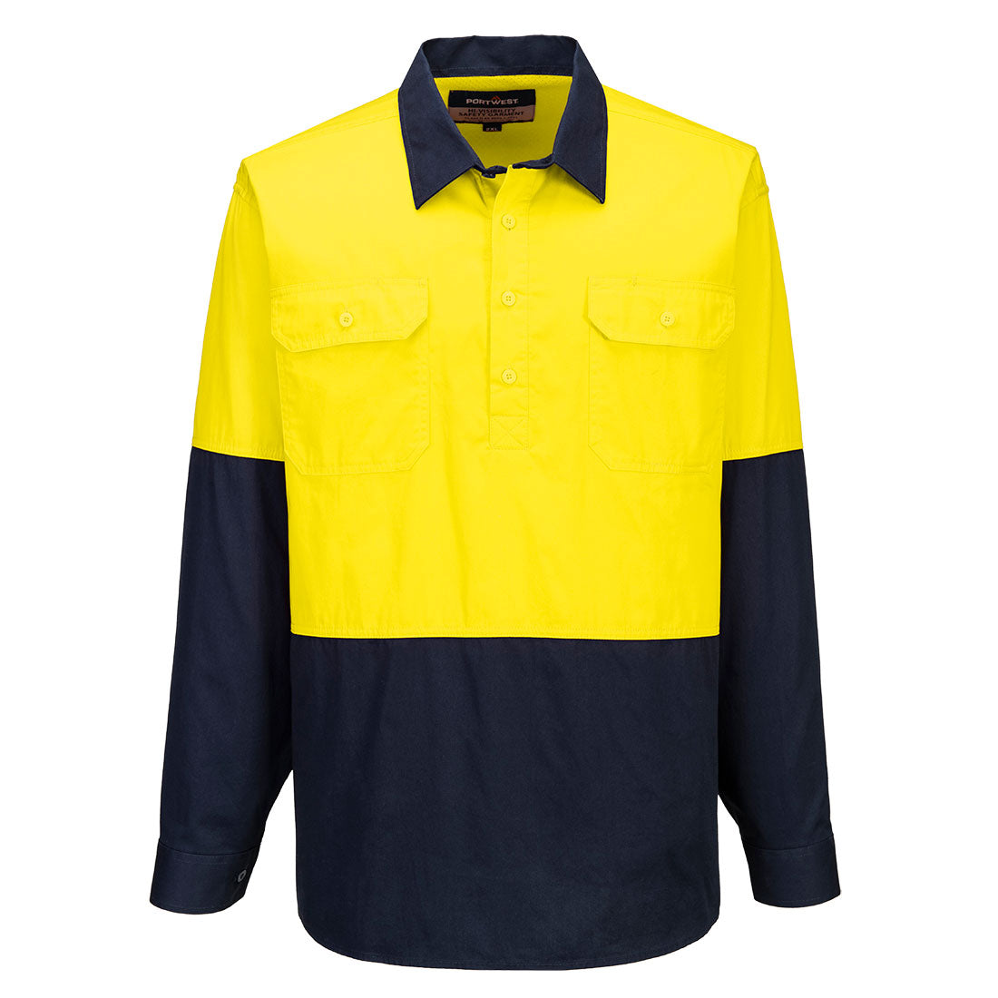 Portwest MC801 Canberra Hi-Vis Lightweight Contrast 1/2 Button Class D Shirt L/S