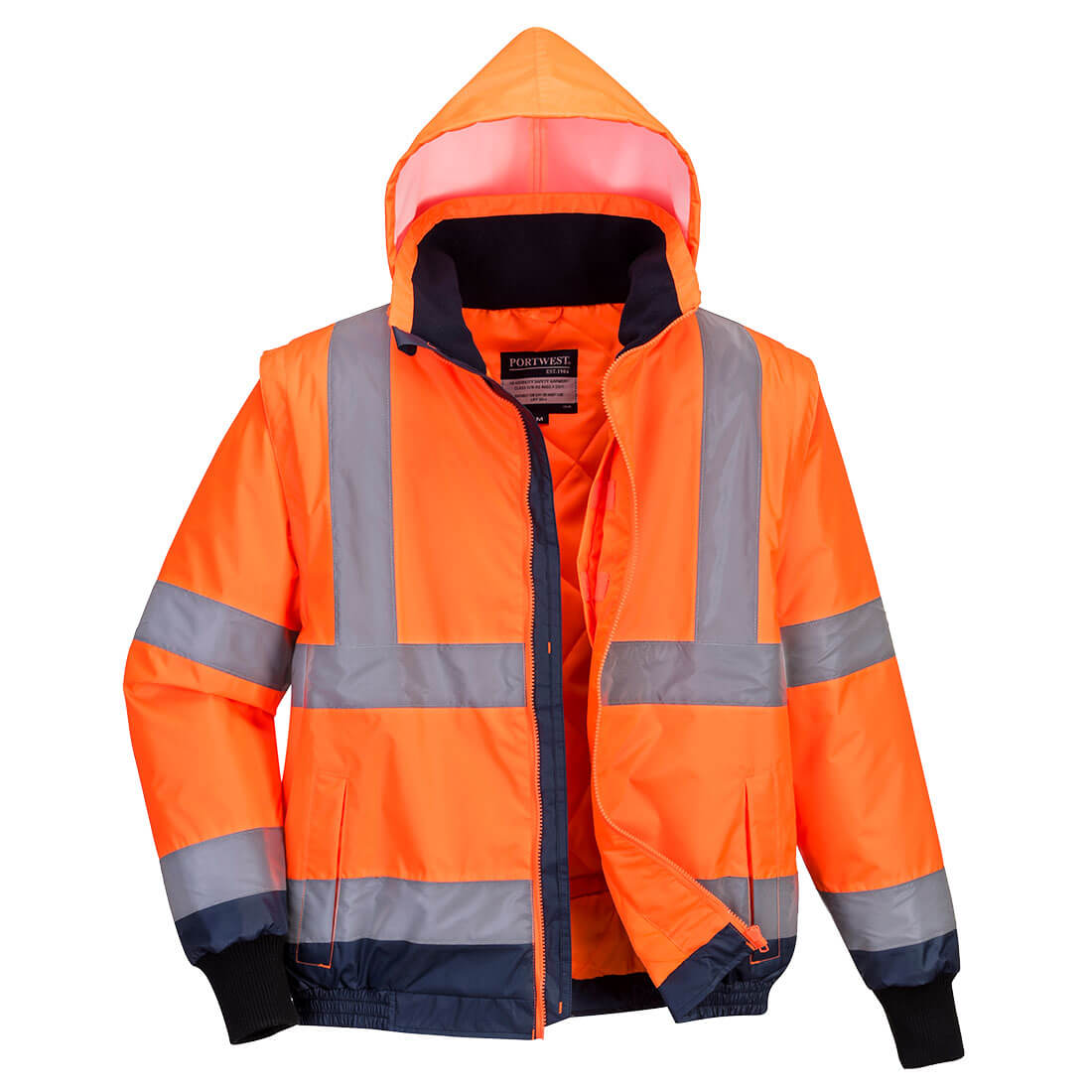Portwest MJ464 Hi-Vis 2-in-1 Contrast Essential Bomber Jacket