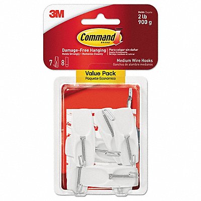 COMMAND 17065VPES Hook Medium Wire White PK7