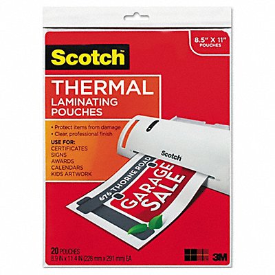 SCOTCH TP385420 Pouch Thermal 81/2 X11 Clear PK20