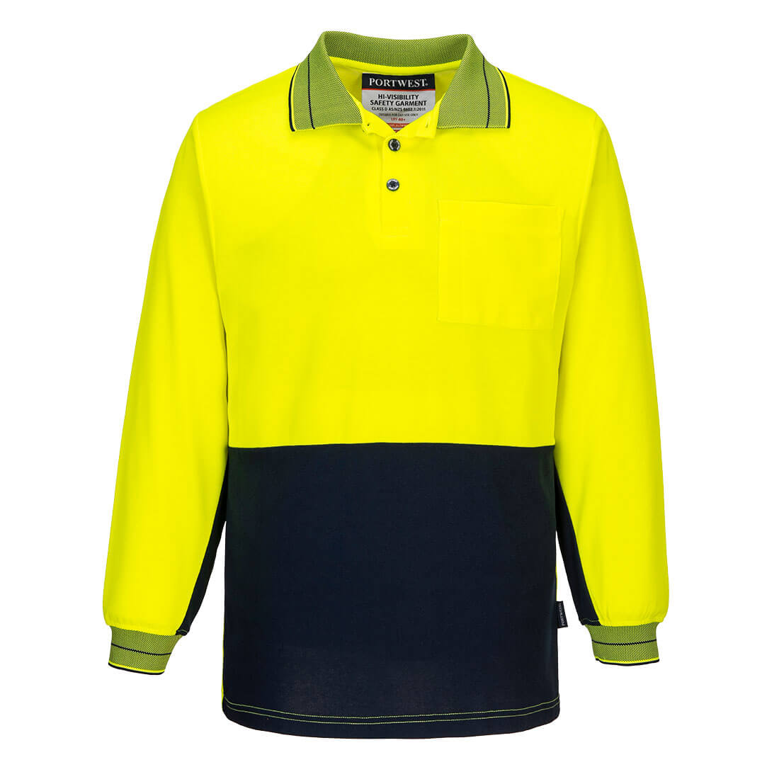 Portwest MP213 Hi-Vis Cotton Comfort Contrast Class D Polo Shirt L/S