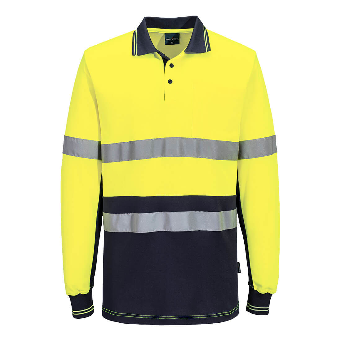 Portwest MP413 Hi-Vis Class D/N Cotton Comfort Contrast Polo Shirt L/S