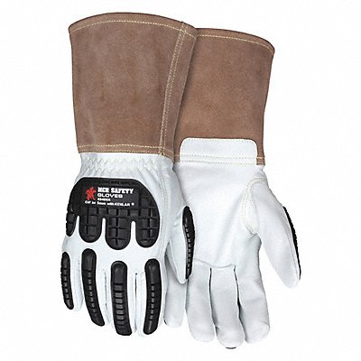 MCR SAFETY 48406KM Leather Gloves White M PK12