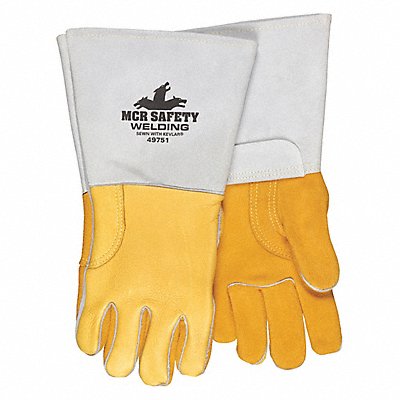 MCR SAFETY 49751L Welding Leather Glove Grey/Gold L PK12