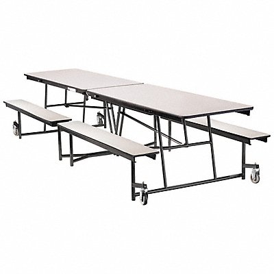 NATIONAL PUBLIC SEATING MTFB12MDPEPCGYGY Mobile Bench Table 20in Bench H 12 Seats