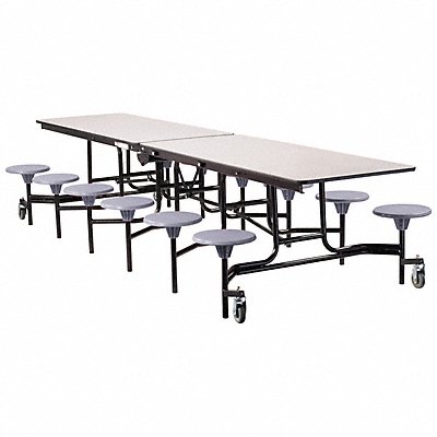 NATIONAL PUBLIC SEATING MTS12MDPEPCGY02 Mobile Stool Table 17in Bench H 12 Seats